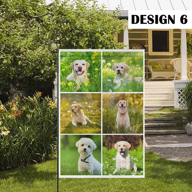 Picture of Custom Photo Garden Flag - Personalized Garden Flag - Custom Pet Flag With Multiple Photos - Best for Family