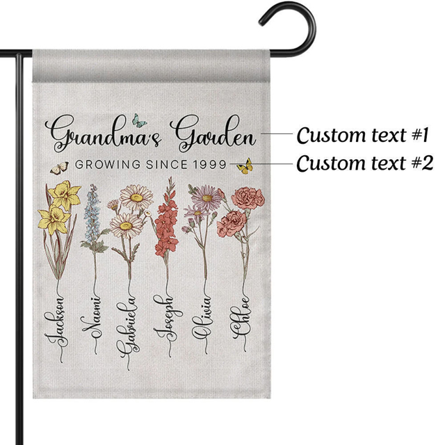 Picture of Personalized Grandma Garden Flag - Custom birth flower Flag - Custom Garden Flag - Best for Family