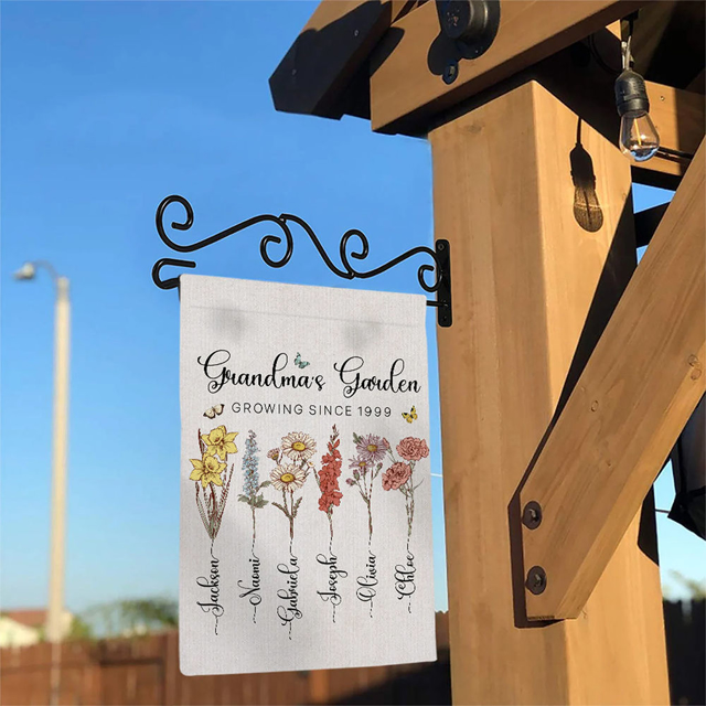 Picture of Personalized Grandma Garden Flag - Custom birth flower Flag - Custom Garden Flag - Best for Family