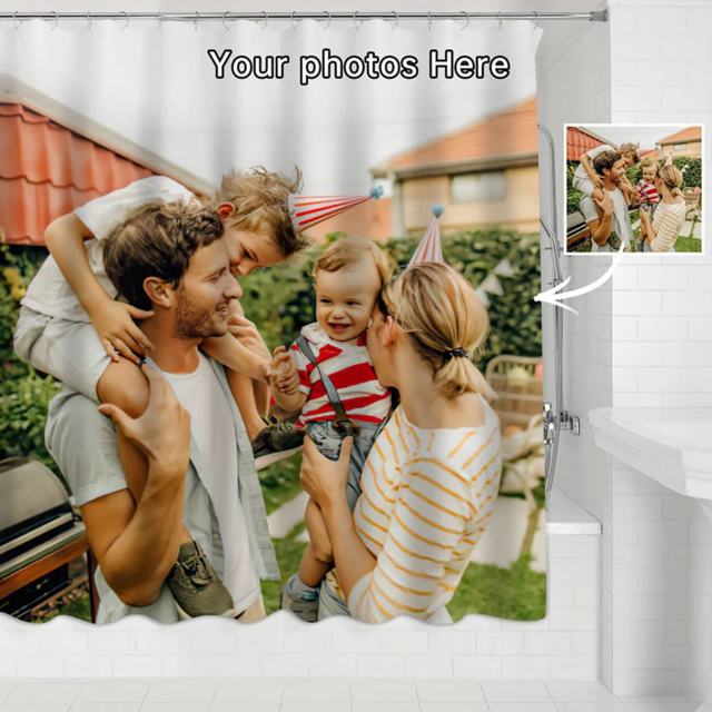 Picture of Custom Photo Shower Curtain - Personalized Couple Memorial Curtain - Best Bathroom Decor, Housewarming Gift - Detachable Nylon Shower Curtain