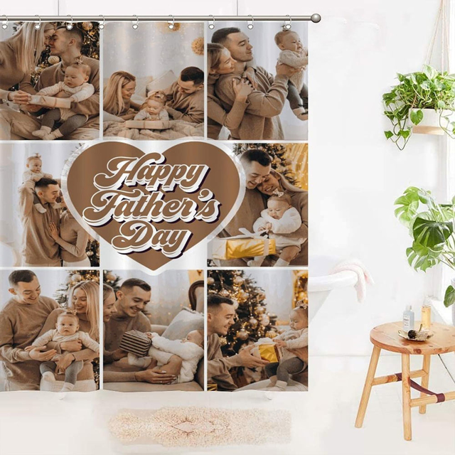 Picture of Custom Photo Shower Curtain - Personalized Couple Memorial Curtain - Best Bathroom Decor, Housewarming Gift - Detachable Nylon Shower Curtain