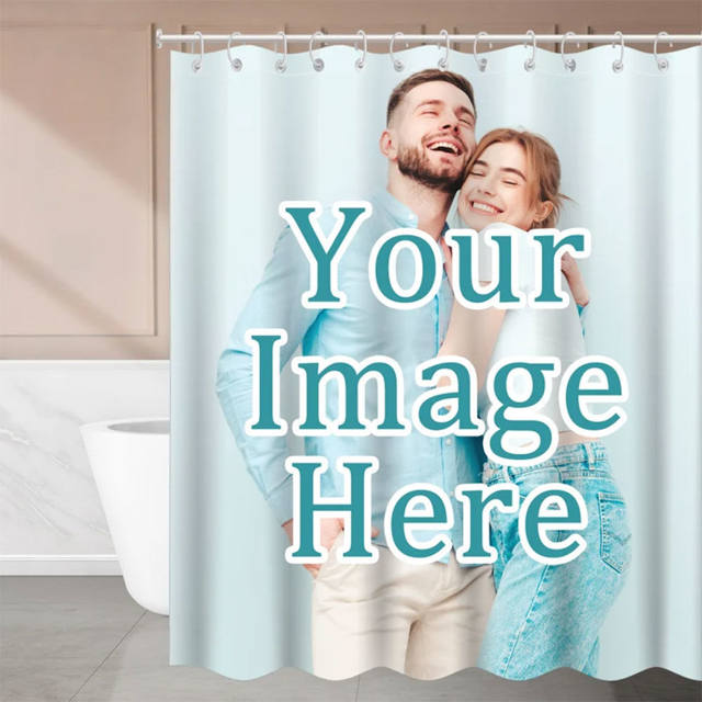 Picture of Custom Photo Shower Curtain - Personalized Couple Memorial Curtain - Best Bathroom Decor, Housewarming Gift - Detachable Nylon Shower Curtain