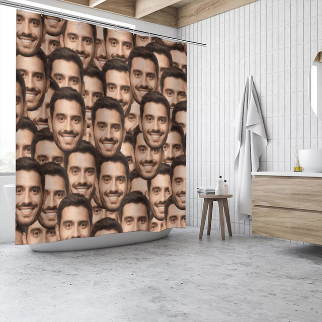 Picture of Custom Photo Shower Curtain - Personalized Head Portrait Curtain - Best Bathroom Decor - Nice Housewarming Gift for Family and Friends