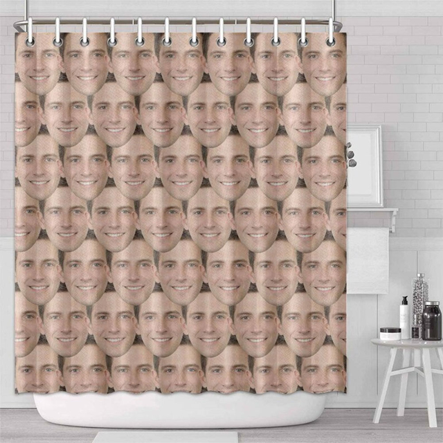 Picture of Custom Photo Shower Curtain - Personalized Head Portrait Curtain - Best Bathroom Decor - Nice Housewarming Gift for Family and Friends