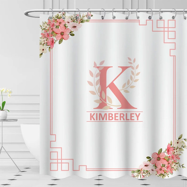 Picture of Custom Shower Curtain - Personalized Name Curtain For Bathroom Decor - Housewarming Gifts For Family And Friends