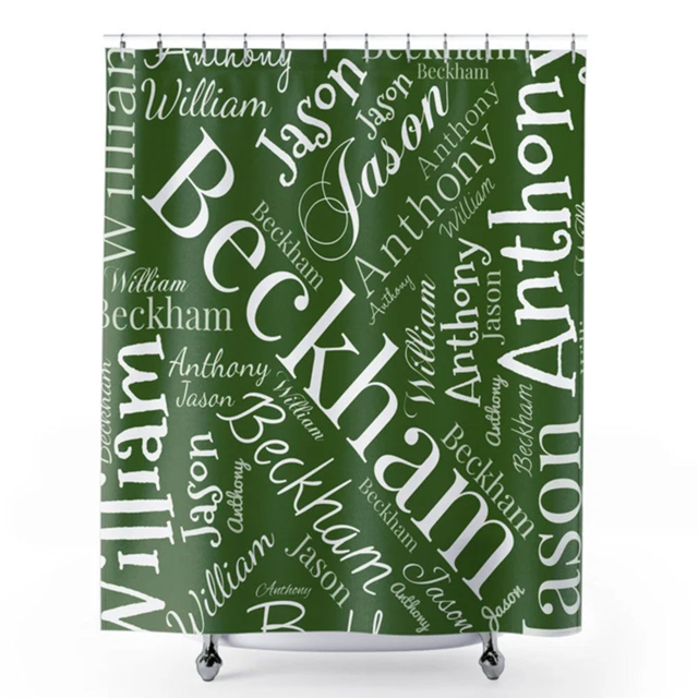 Picture of Custom Shower Curtain - Personalized Name Curtain For Bathroom Decor - Housewarming Gifts For Family And Friends