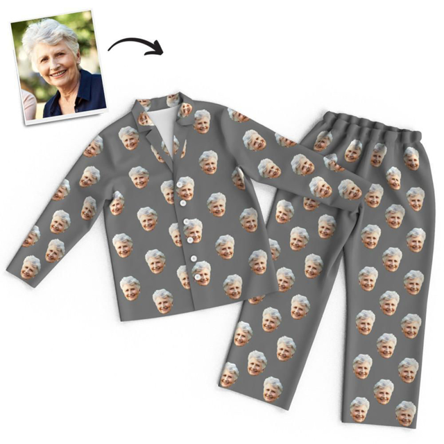 Picture of Customized Pajama Set | Custom Face Pajamas Full Set Long Sleeves