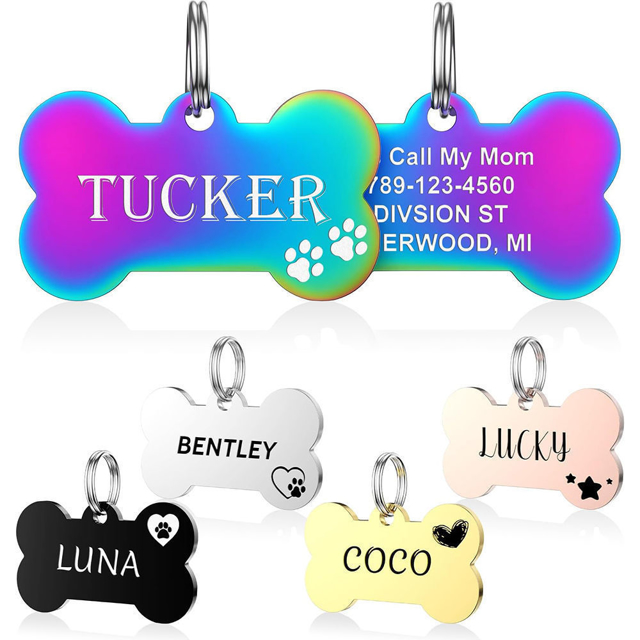 Picture of Personalized Tag for Pets with Multiple Shapes & Colors - Customized With Telephone Number - Best Gift for Pet Person