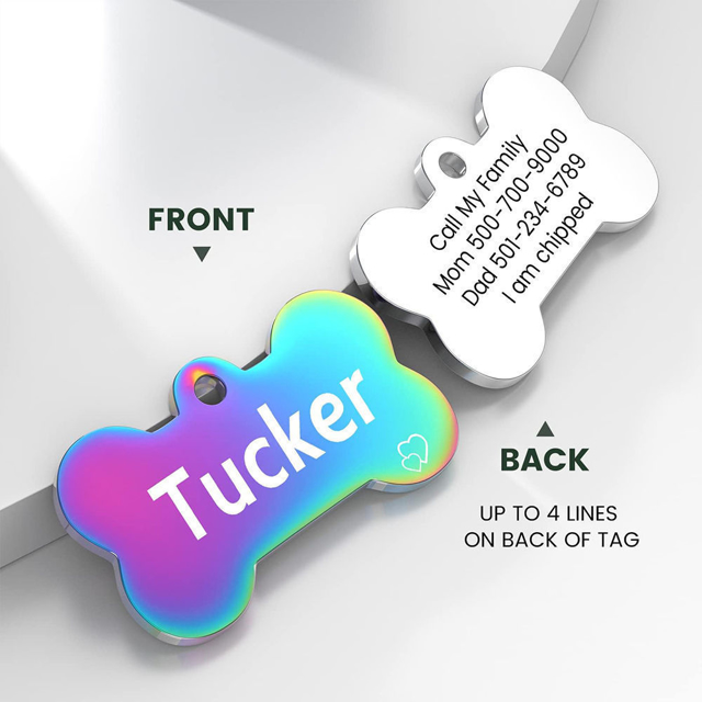Picture of Personalized Tag for Pets with Multiple Shapes & Colors - Customized With Telephone Number - Best Gift for Pet Person