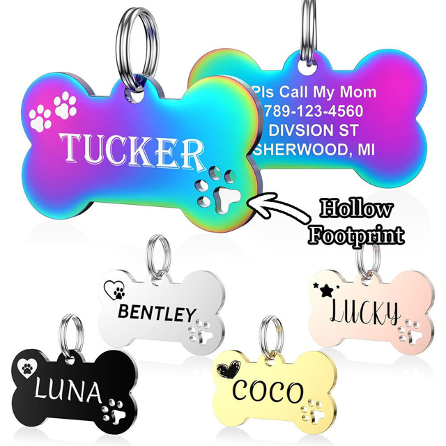Picture of Personalized Tag for Pets with Multiple Shapes & Colors - Customized With Telephone Number - Best Gift for Pet Person