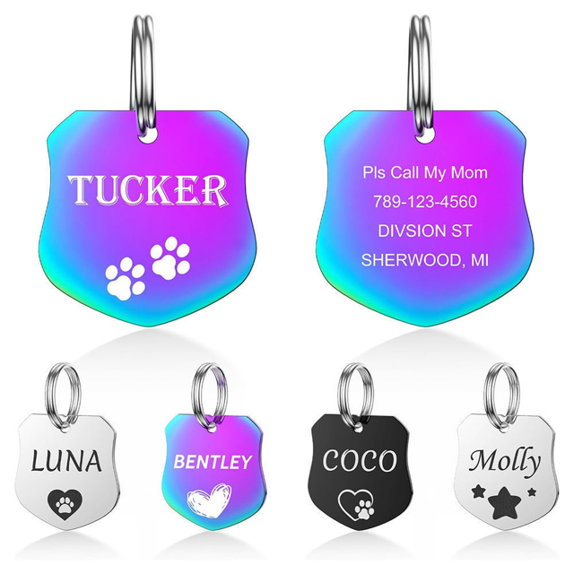 Picture of Personalized Tag for Pets with Multiple Shapes & Colors - Customized With Telephone Number - Best Gift for Pet Person