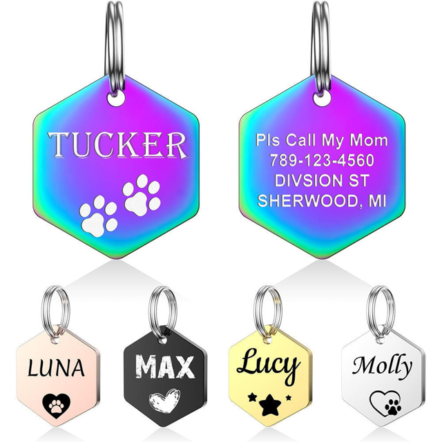 Picture of Personalized Tag for Pets with Multiple Shapes & Colors - Customized With Telephone Number - Best Gift for Pet Person