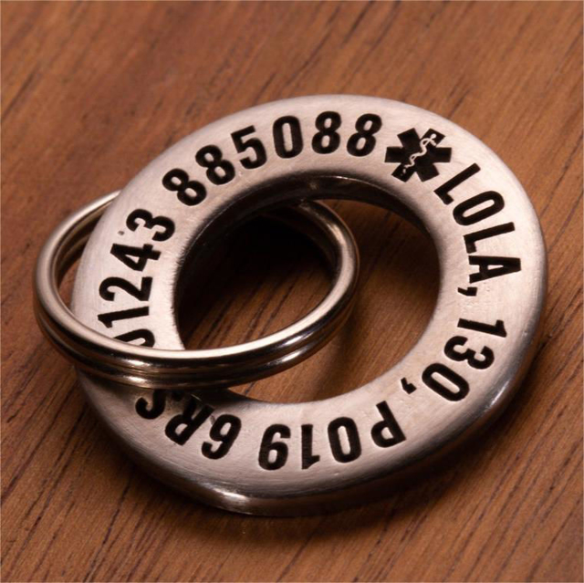 Picture of Personalized Annulus Dog Tag for Pets with Telephone Number - Custom Pet Tag