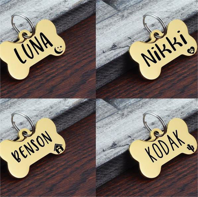 Picture of Personalized Bone Dog Tag for Pets with Telephone Number - Custom Name Tag