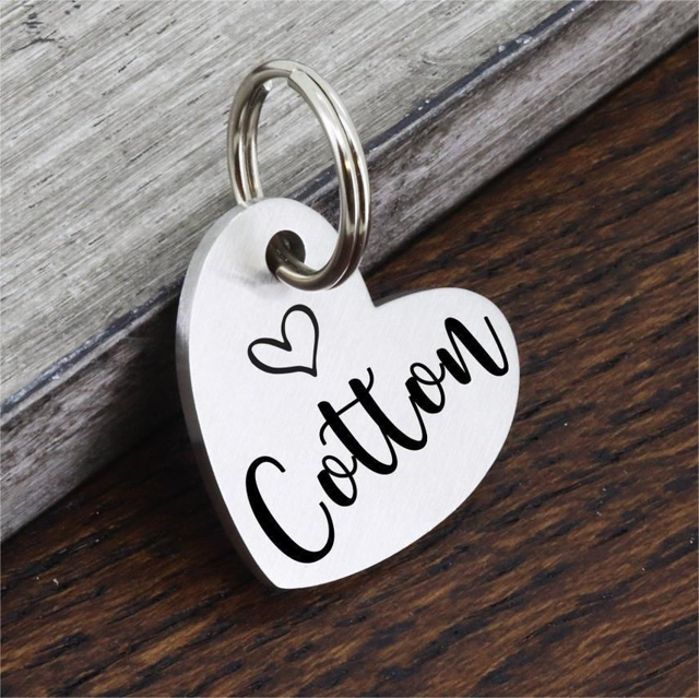 Picture of Personalized Heart Shape Pet Name Tag with Telephone Number - Custom Pet Tag