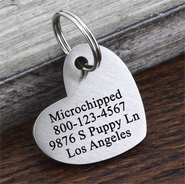 Picture of Personalized Heart Shape Pet Name Tag with Telephone Number - Custom Pet Tag