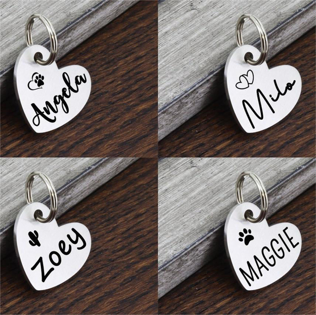 Picture of Personalized Heart Shape Pet Name Tag with Telephone Number - Custom Pet Tag