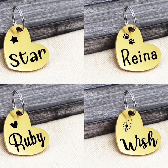 Picture of Personalized Heart Shape Pet Name Tag with Telephone Number - Custom Pet Tag