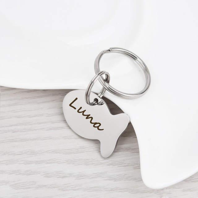 Picture of Personalized Fish Shape Pet Name Tag with Telephone Number - Custom Pet Tag