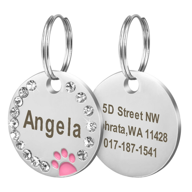 Picture of Personalized Name Tag for Pets with Telephone Number - Custom Disc Name Pet Tag