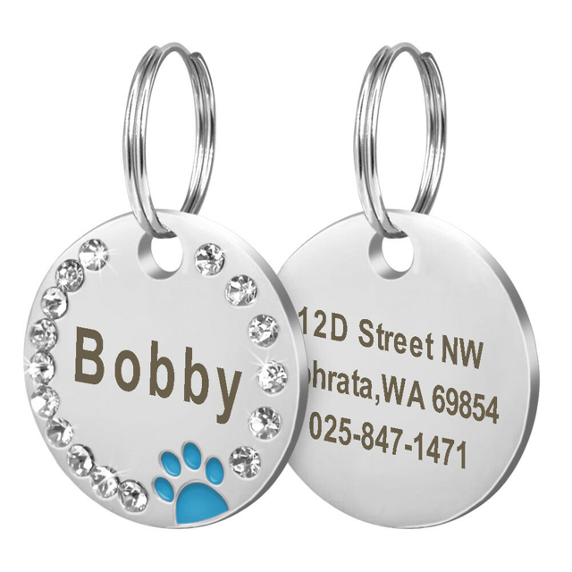 Picture of Personalized Name Tag for Pets with Telephone Number - Custom Disc Name Pet Tag