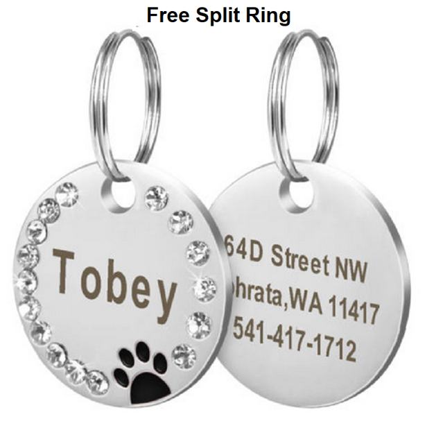 Picture of Personalized Name Tag for Pets with Telephone Number - Custom Disc Name Pet Tag