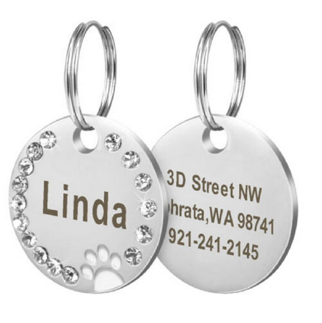 Picture of Personalized Name Tag for Pets with Telephone Number - Custom Disc Name Pet Tag