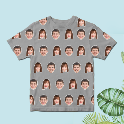 Picture of Custom T-Shirt | Customized face photo T-shirt personalized custom multiple avatar arrangement short sleeves