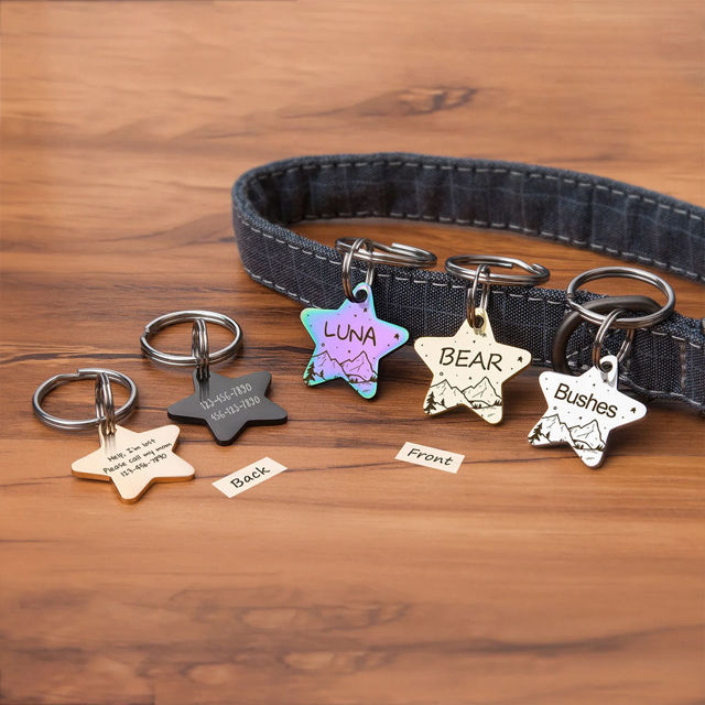 Picture of Personalized Star Shape Name Tag for Pet - Custom Pet Name Tag with Telephone Number