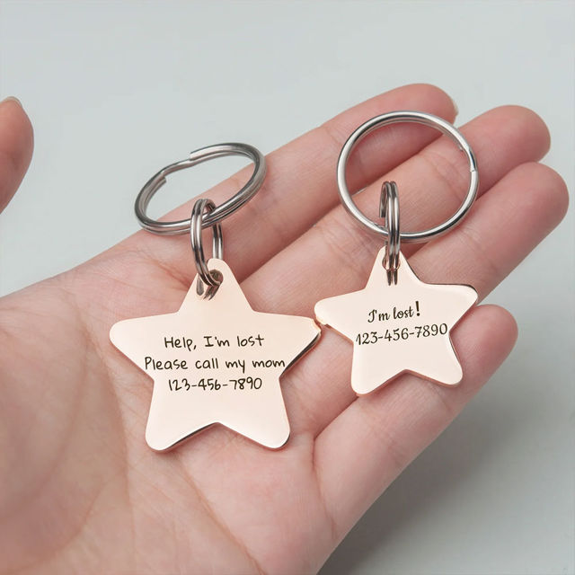 Picture of Personalized Star Shape Name Tag for Pet - Custom Pet Name Tag with Telephone Number