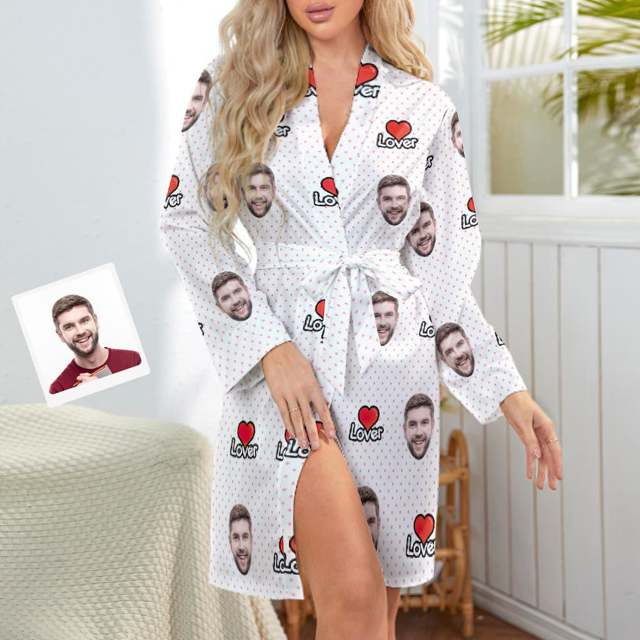 Picture of Customized Nightgown | Custom  Face  Lover Nightgown Personalized Pajamas