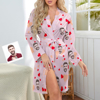 Picture of Customized Nightgowns | Custom  Face Red Heart Nightgown Personalized Face Pajamas