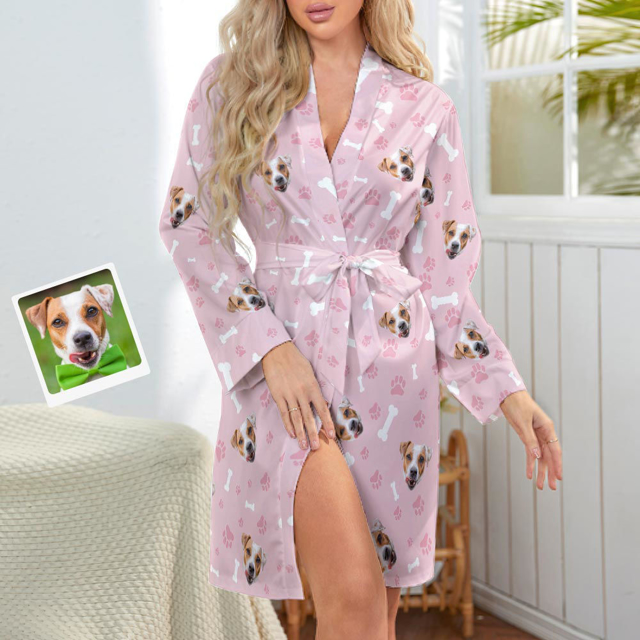 Picture of Customized Nightgowns | Custom Face Dog Paw Nightgown Personalized Photo Pajamas