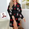 Picture of Customized Nightgowns | Custom Face Heart Long Sleeve Nightgown Gifts For Her