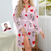 Picture of Customized Nightgowns | Custom Face Heart Long Sleeve Nightgown Gifts For Her