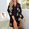 Picture of Customized Nightgowns | Custom Face Lip Print  Long Sleeve Nightgown