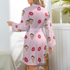 Picture of Customized Nightgowns | Custom Face Lip Print  Long Sleeve Nightgown