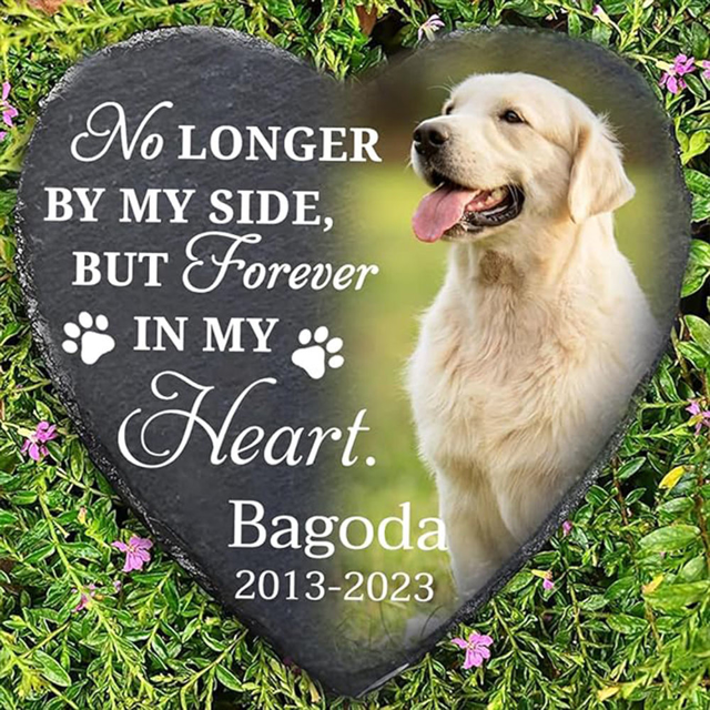 Picture of Personalized Pet Memorial Stone - Custom Photo Memorial Stone Engraved - Pet Loss Gifts - Best Pet Grave Marker