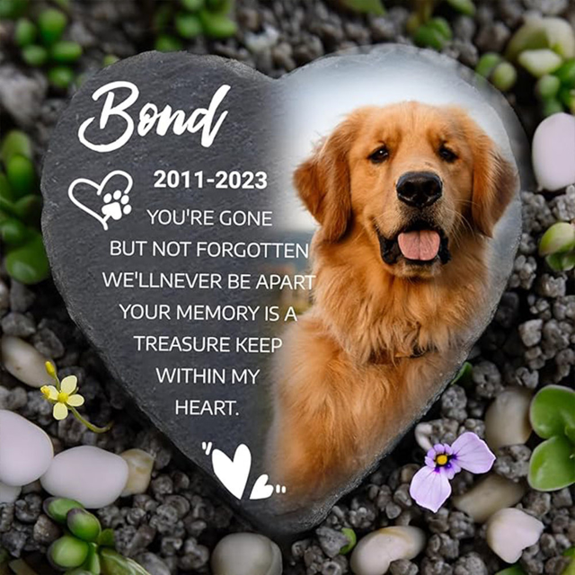 Picture of Personalized Pet Memorial Stone - Custom Photo Memorial Stone Engraved - Pet Loss Gifts - Best Pet Grave Marker