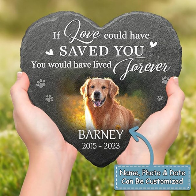 Picture of Personalized Pet Memorial Stone - Custom Photo Memorial Grave Stone Engraved For Dog Or Cat - Best Pet Loss Gifts