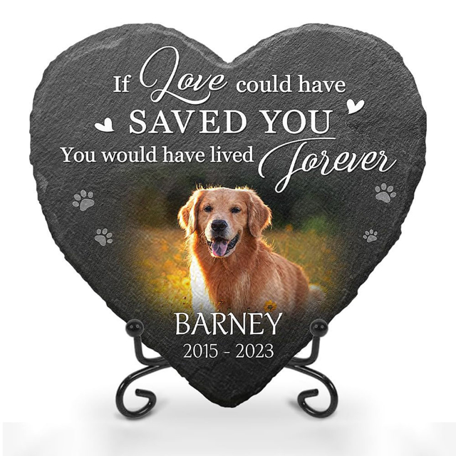 Picture of Personalized Pet Memorial Stone - Custom Photo Memorial Grave Stone Engraved For Dog Or Cat - Best Pet Loss Gifts