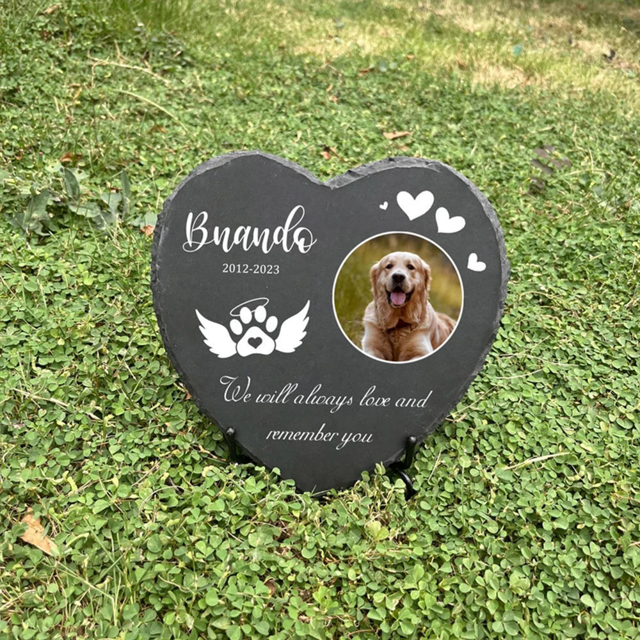 Picture of Custom Pet Memorial Stone - Personalized Photo Memorial Stone Engraved - Best Memorial Gifts