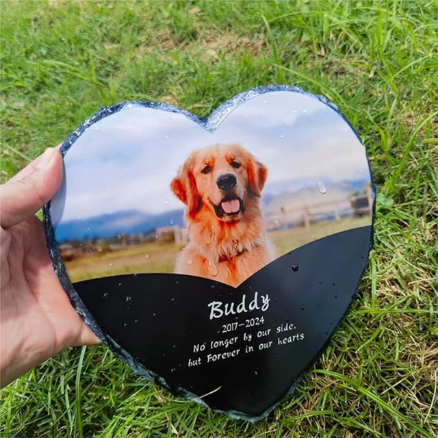 Picture of Custom Memorial Stone For Pet - Personalized Photo Memorial GraveStone Engraved -Best Gifts for Pets Lover