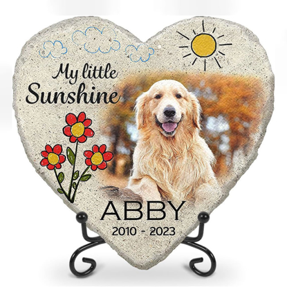 Picture of Personalized Pet Memorial Stone With Photo - Custom Photo Memorial Stone Engraved - Best Cute graffiti Pet Grave Marker