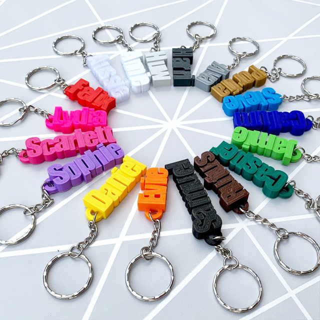 Picture of Custom 3D Name Keyring - Personalized Keychain with 3D Printed Name Pendant - School Bag Name Tag - Christmas gift