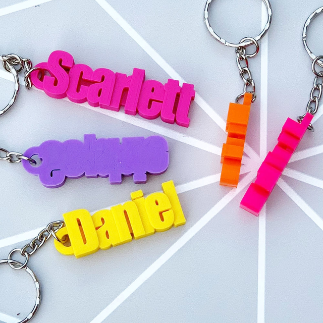 Picture of Custom 3D Name Keyring - Personalized Keychain with 3D Printed Name Pendant - School Bag Name Tag - Christmas gift