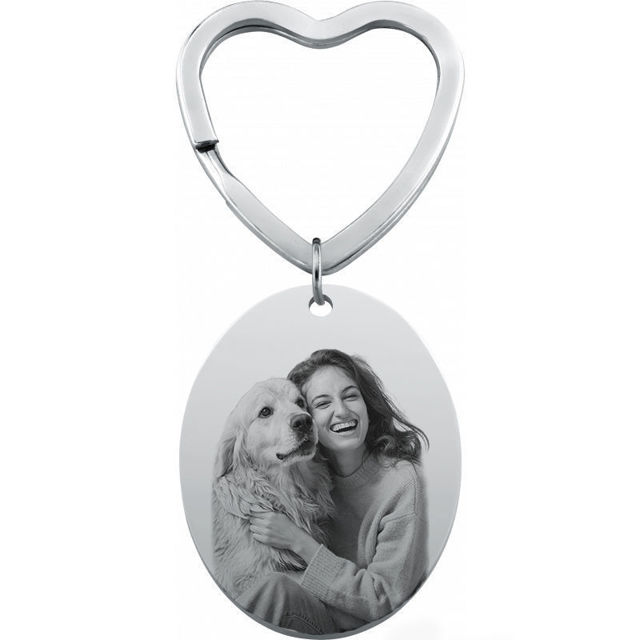 Picture of Custom Photo Keychain - Personalized stainless steel Keychain with Oval - Gift for Your Loved One