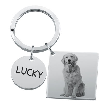 Picture of Custom Square Photo Keychain - Personalized stainless steel Keychain - Birthday gift