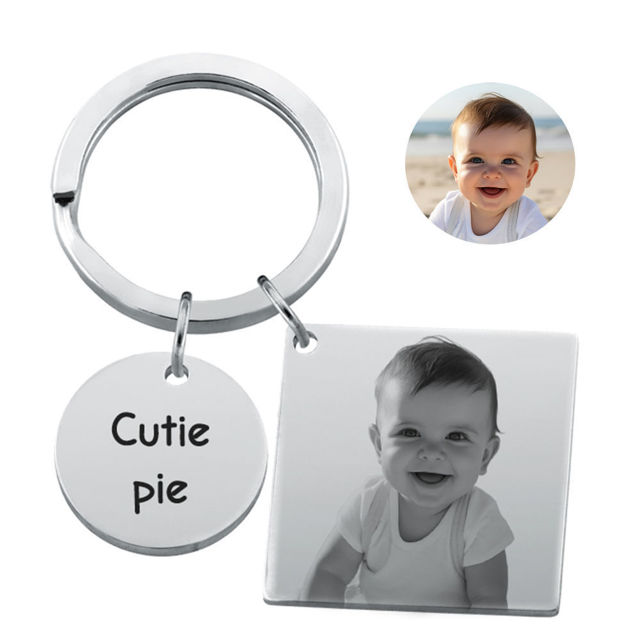 Picture of Custom Square Photo Keychain - Personalized stainless steel Keychain - Birthday gift