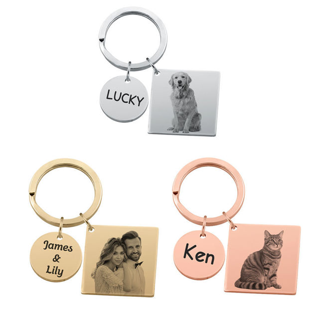 Picture of Custom Square Photo Keychain - Personalized stainless steel Keychain - Birthday gift